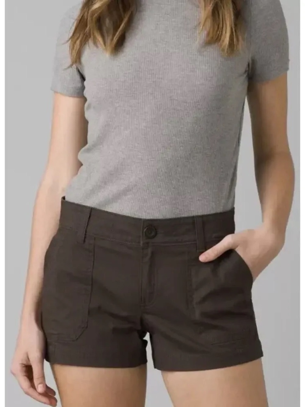 ✨prAna Elle Shorts Women’s Dark Iron Brown Organic – Size 12 / 31 – EUC